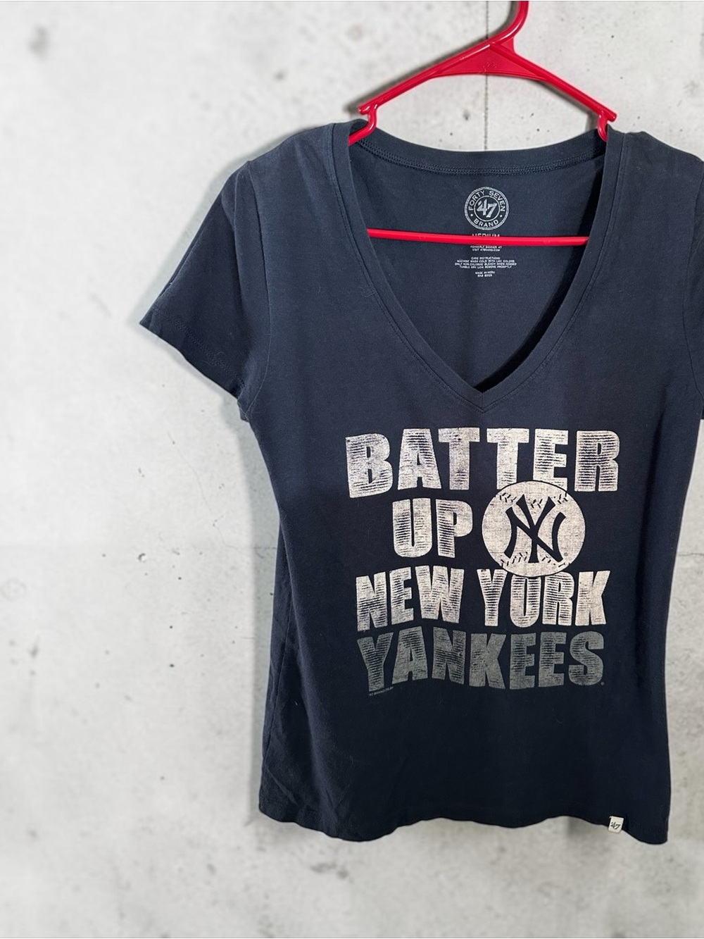 47 New York Yankees Navy V-Neck Tee - Batter Up Graphic